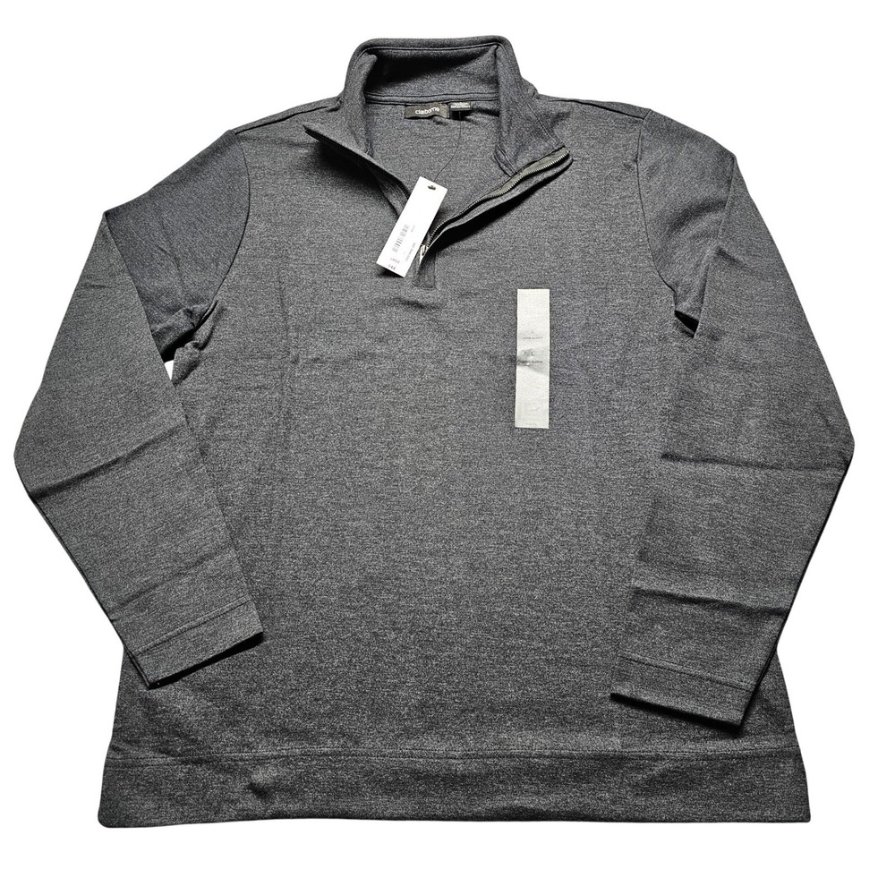 NWT Claiborne Mens Quarter Zip Pullover Sweater Gray Heather Long Sleeve Large